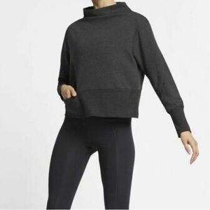 Nike Dri-fit Versa Studio Mock Neck Sweatshirt Top Black Heather Large XL